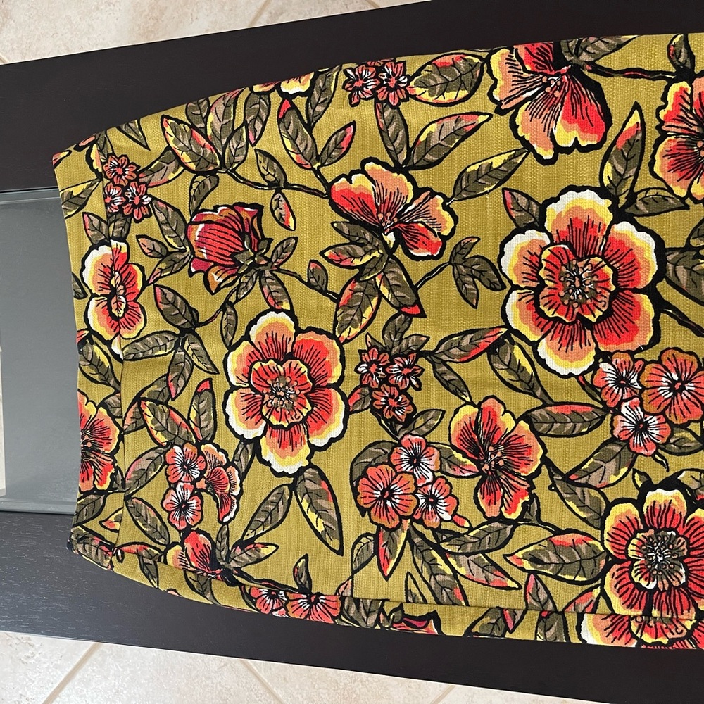 Floral Pencil Skirt in Yellow and Red